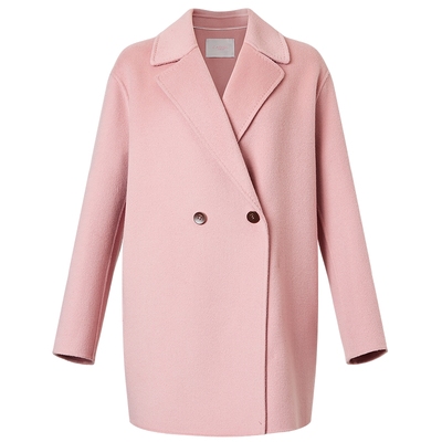 【柔感绵羊毛】CADIDL卡迪黛尔商场同款粉红冬季款羊毛大衣毛呢女