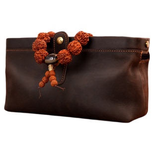 鹿师傅手工真皮牛皮核桃手串文玩男士收纳包随身收纳袋高端小包