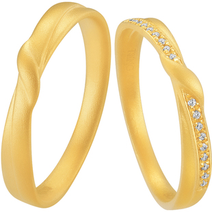 TSING轻珠宝【永恒结】999足金培育钻黄金对戒情侣结婚礼物可刻字