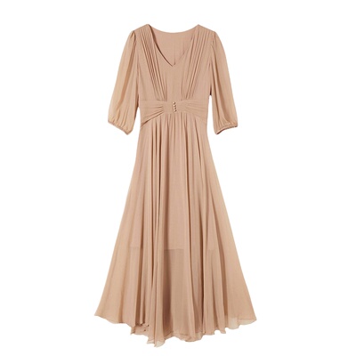 高端品牌真丝连衣裙桑蚕丝长裙夏