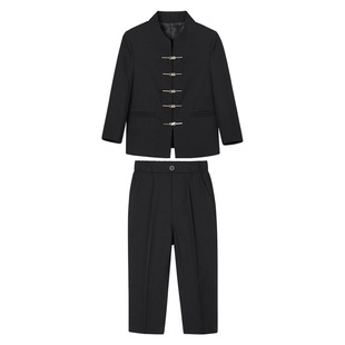 出租新中式男童唐装汉服主持儿童国风复古立领中山装学生演出礼服