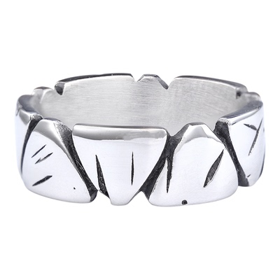 欧美简约ins摇滚嘻哈钛钢戒指男