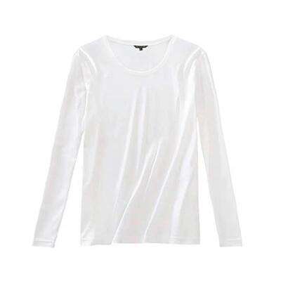 白色T恤长袖v领内搭纯棉打底衫