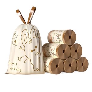 卡通垃圾袋手提式家用加厚抽绳款厨房印花特厚自动收口大号塑料袋