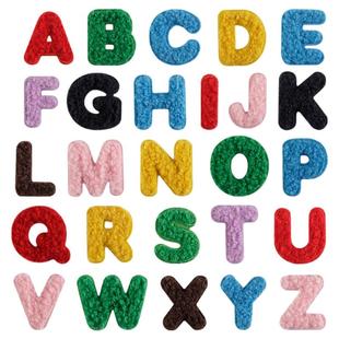 小号彩色毛巾绣补丁26字母补贴patch卡通手账DIY刺绣布贴补洞贴