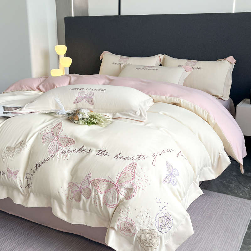 高端轻奢120支全棉四件套纯棉刺绣被套床单亲肤柔软床笠床上用品4