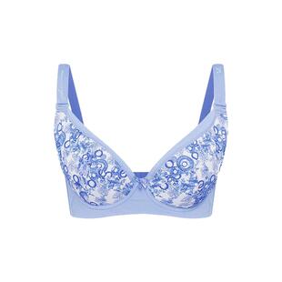 莱特妮丝内衣女时尚青花瓷大胸罩2025年春调整型侧推聚拢薄款文胸
