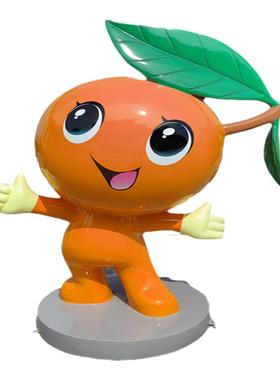定制脐橙吉祥物水果卡通公仔玻璃钢雕塑大型沃柑桔人物玩偶砂糖橘