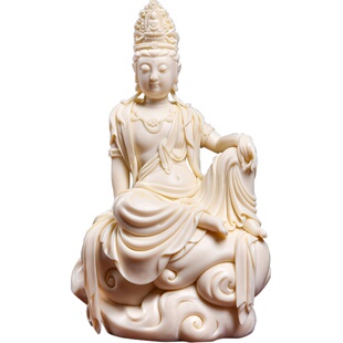 戴玉堂陶瓷摆件《坐岩自在水月观音菩萨像》林建胜佛像装饰艺术品