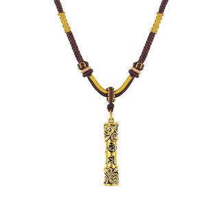 周大生黄金吊坠男足金硬金金刚杵超酷黑金情侣项链新年礼物送男生