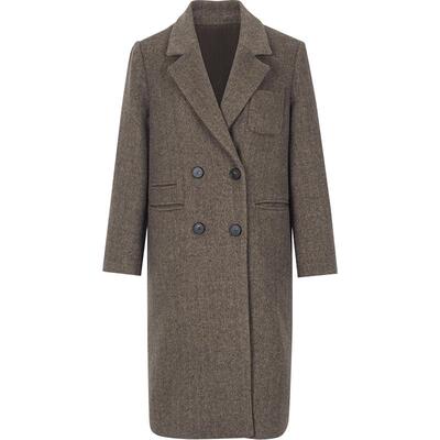 KBNE咖色毛呢外套长款羊毛呢子大衣2025新款上衣气质小个子秋冬女