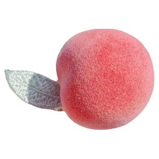 中国古风带叶子桃子发夹毛茸茸发夹发饰可爱汉服头饰品女童粉色