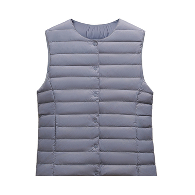 拉夏贝尔轻薄羽绒服女2025年冬季V领基础修身背心内胆鸭绒马夹