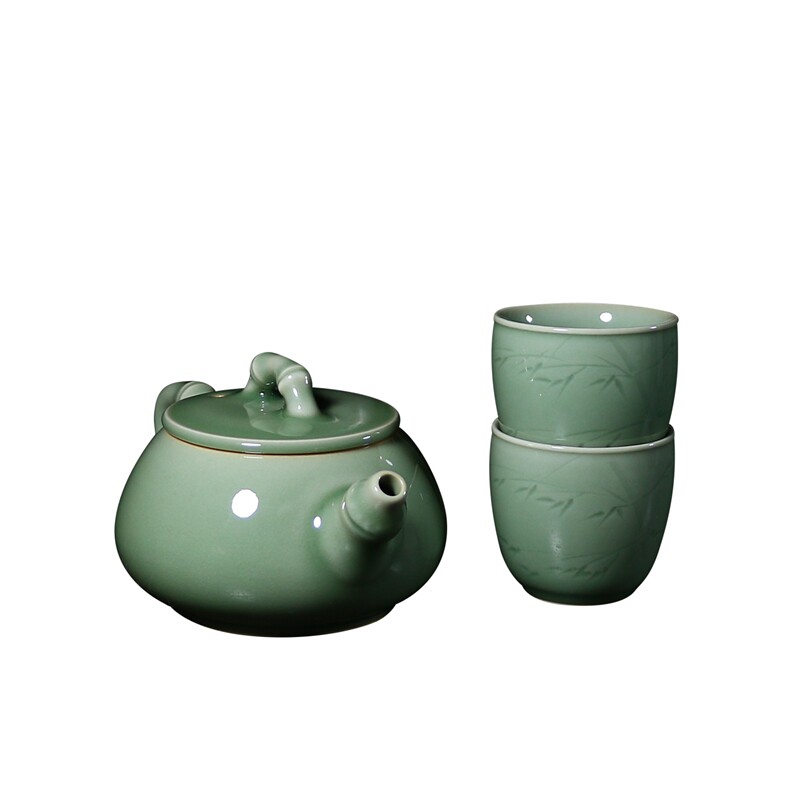 龙泉青瓷张则华手工梅子青茶具