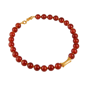 盐岛【方枪枪同款】紫竹红玛瑙大珠choker红色串珠项链本命年轻奢