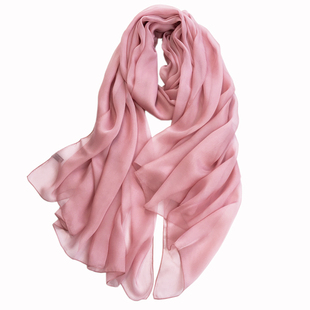 【经典纯色100%桑蚕丝】真丝长款丝巾 旅游防晒 围巾披肩两用款女