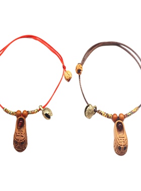 本命年红绳手链桃木虎头鞋红手绳