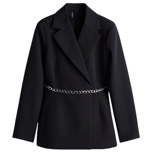 HM女装西装春季配腰带通勤职业休闲外套正装1303456