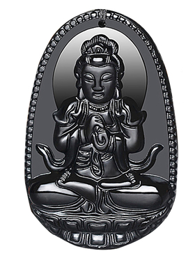 黑曜石本命佛吊坠男女佛像挂件