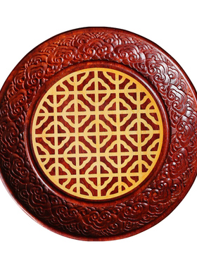 康御红紫檀X黄杨如意祥云茶杯垫