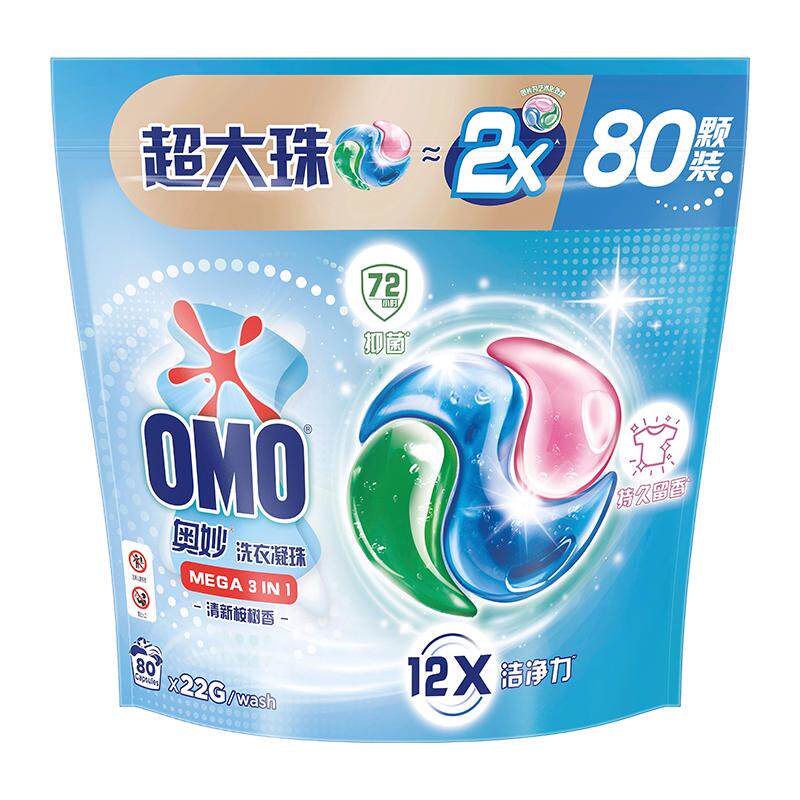 奥妙三合一清新桉树香洗衣凝珠1760G