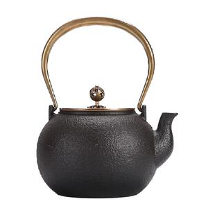 金镶玉铁壶圆素壶提梁铸铁壶铁壶家用烧水壶电陶炉围炉煮茶泡茶壶