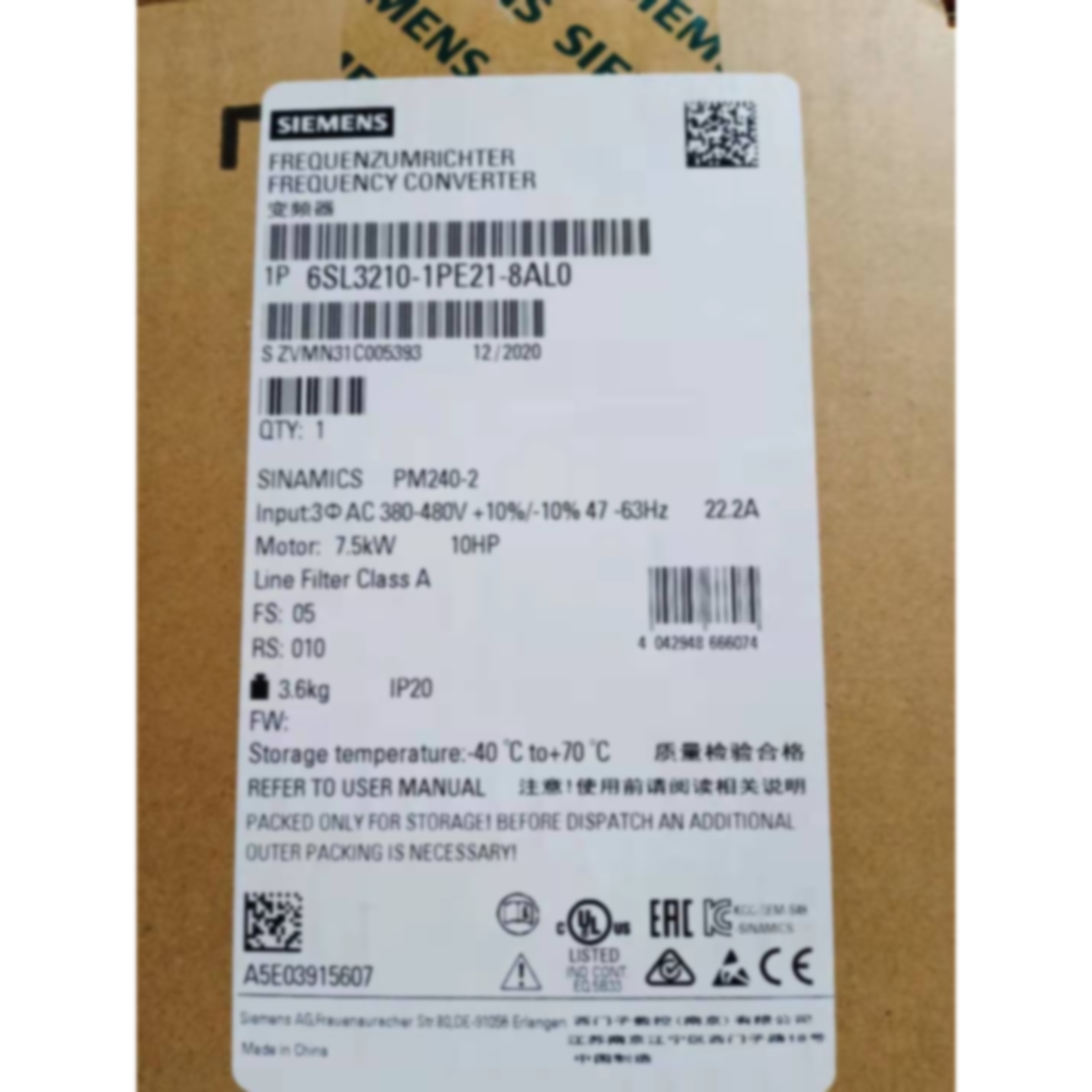 议价1P6SL32101PE211UL0G120变频器4KW6SL32101PE211UL适用