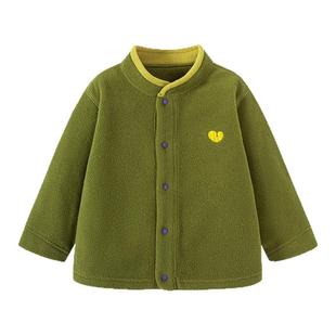 迷你巴拉巴拉男女童毛绒外套宝宝抗静电摇粒绒保暖上衣2025秋新品