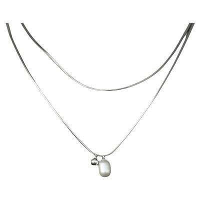 项链蛇骨链双层淡水珍珠