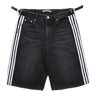 韩国badblood美式高街阔腿牛仔五分裤春夏宽松休闲慵懒感直筒中裤