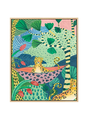 三小姐原木风卧室床头柜装饰画