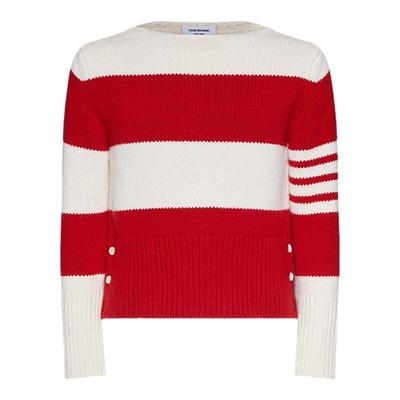 [五折优惠]THOM BROWNE 男士春夏美利奴羊毛四条纹套头衫