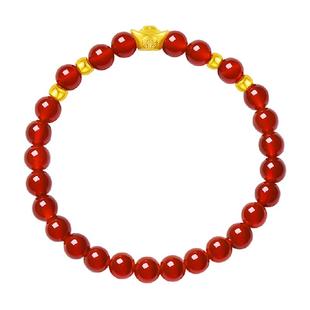 周大福文化祝福福字金元宝足金黄金转运珠玉髓手链手串EOR554