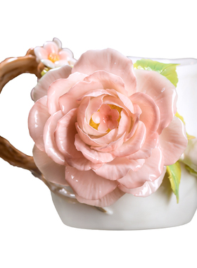 非遗手工山茶瓷花咖啡杯可定制