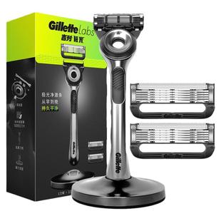 吉列labs极光手动剃须刀5层刀片非电动引力盒通用热感石刮胡刀头