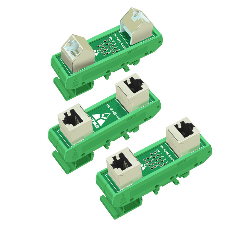 一拖一网线直通头RJ45转接头网络分接器 DIN35导轨安装HL-RJ45-04