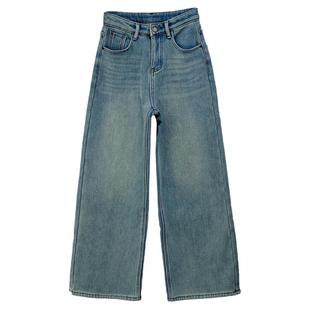 高腰显瘦加厚加绒牛仔裤女冬季宽松直筒小个子阔腿裤秋冬拖地长裤