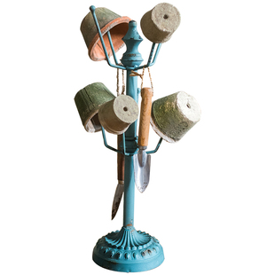 掬涵复古做旧铁艺花盆拖架杯架挂架杂货花园庭院装饰摆件收纳