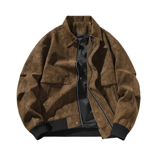 WASSUP潮牌复古美拉德工装夹克男秋季宽松百搭青少年翻领休闲外套