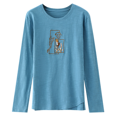 咖色新款纯棉长袖t恤中年打底衫