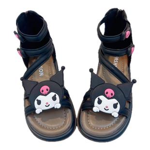 儿童鞋子夏款黑色女童罗马凉鞋2026夏季新款女孩时尚夏天公主鞋女