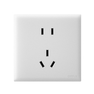 欧普照明菱花白哑光开关插座奶油风五孔面板官方旗舰店W18悦灵白