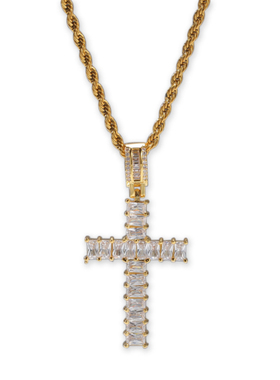 Mr.Bling男女款梯方钻十字架吊坠