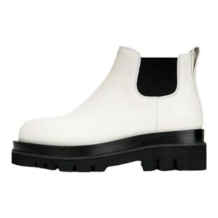 mona同款真皮内增高马丁靴女厚底切尔西靴显瘦英伦风烟筒中筒靴子