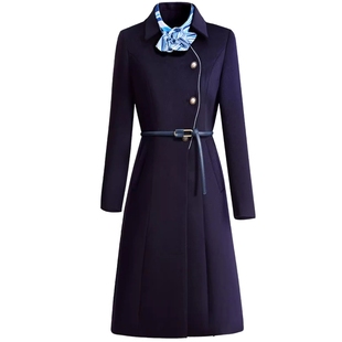 职业呢子大衣女中长款加棉加厚毛呢外套售楼部银行酒店工作服冬装