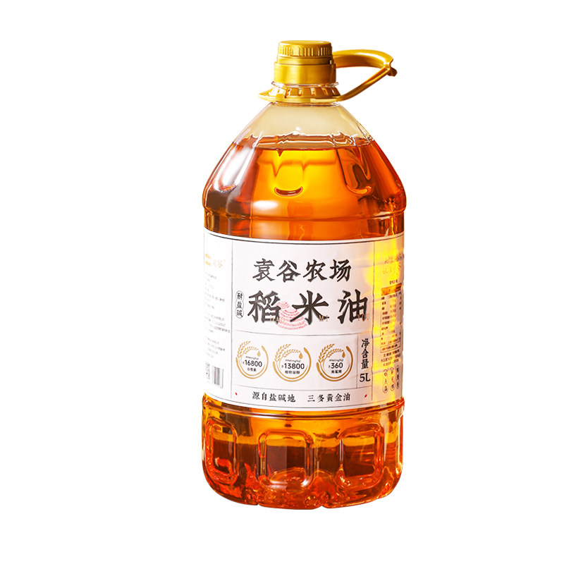袁谷农场碱地稻米油5L食用油谷维多稻谷油家用烹饪米糠油桶装油