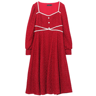 宴会亮闪胖仙女莹莹大码女装胖mm春装红色结婚裙子显瘦礼服连衣裙