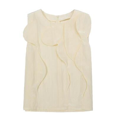 谜底衬衫无袖女2025夏季新品通勤立体装饰浪漫合身上衣252MS0640