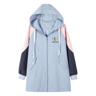 初中生加绒中长款外套风衣少女冬装大童新品拉链高中生加厚棉衣