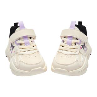 库洛米IP巴拉巴拉女童白色运动鞋儿童加绒慢跑鞋2025冬季新款童鞋